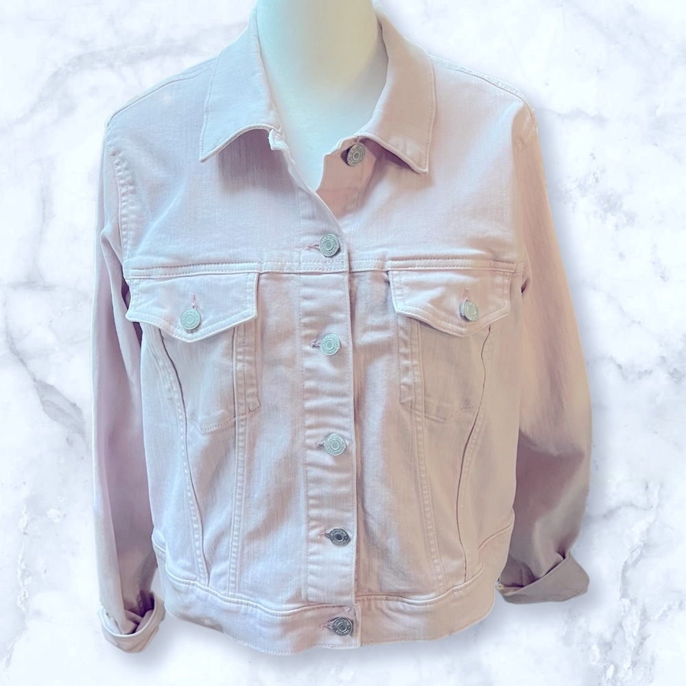 GAP Light Pink Denim Icon Jacket Juniors size L